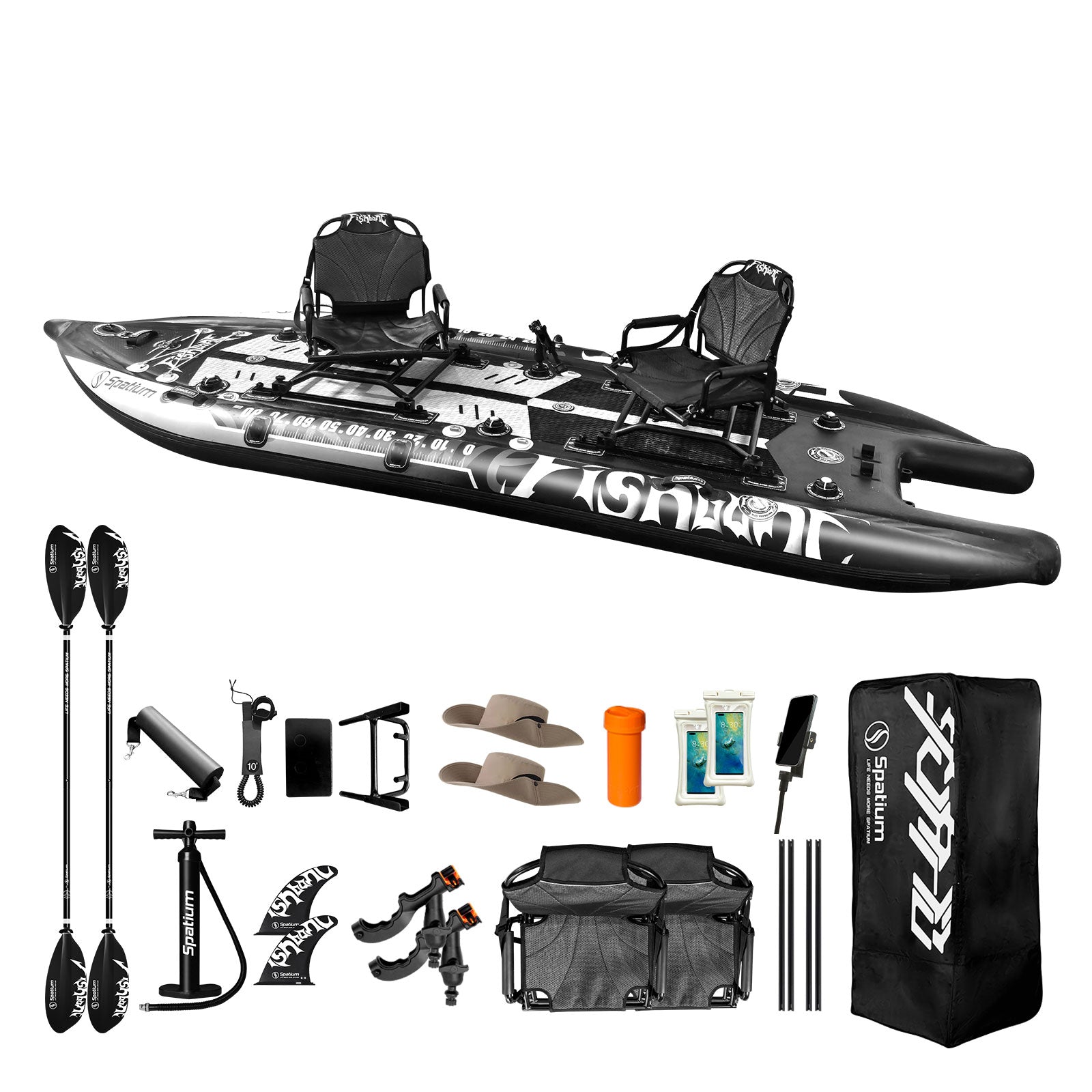 big fish kayak accessories Spatium Outdoor Inflatable Fishing SUP Board with Rotating Seat
