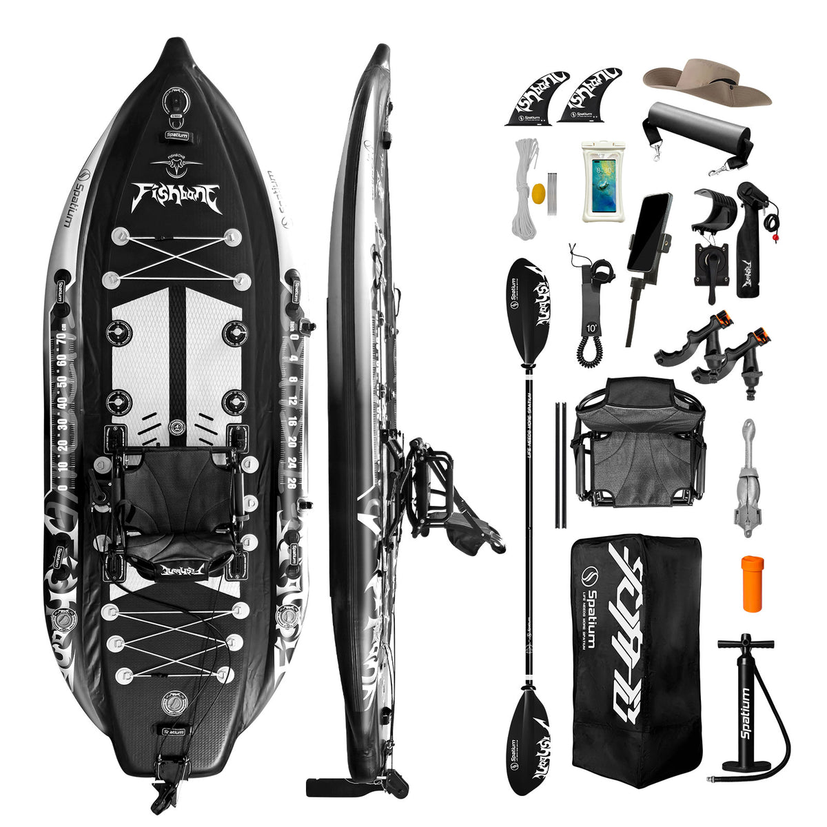 Spatium Outdoor Inflatable Fishing SUP Board with Rotating Seat