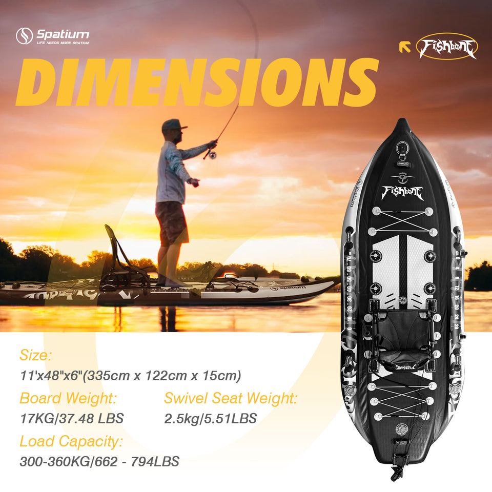 Spatium Outdoor Inflatable Fishing SUP Board with Rotating Seat