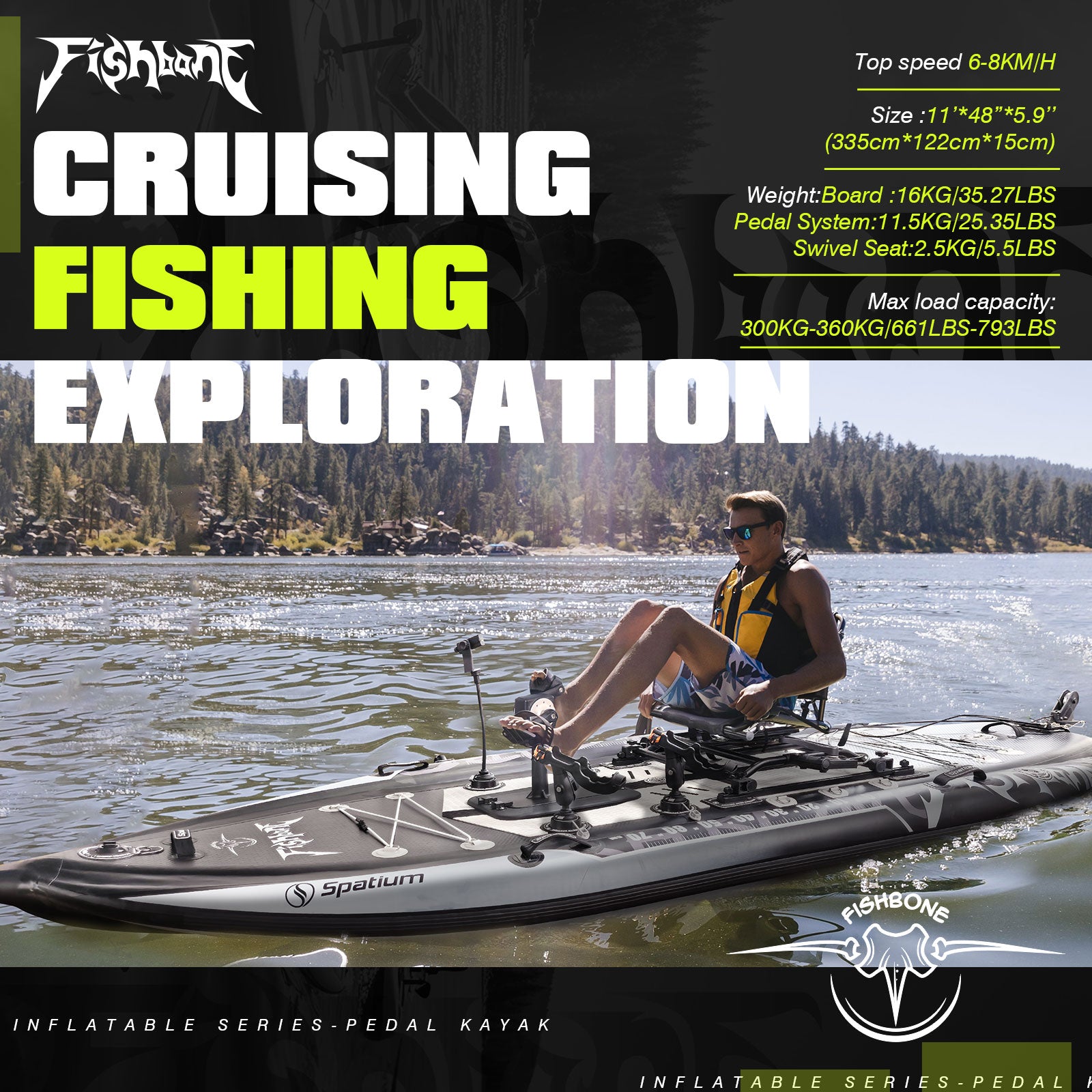 pedal fish sup air 11 Inflatable Pedal Fishing Board – 3-in-1 Design for Fishing Adventures – Spatium
