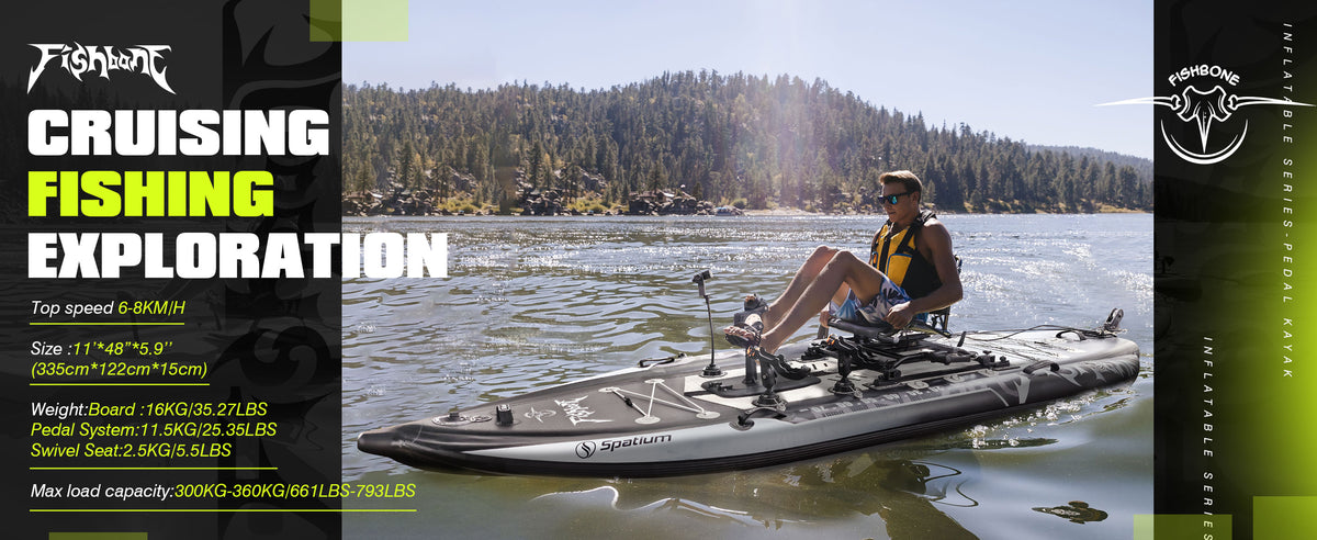 inflatable kayak pedal drive Inflatable Pedal Fishing Board – 3-in-1 Design for Fishing Adventures – Spatium