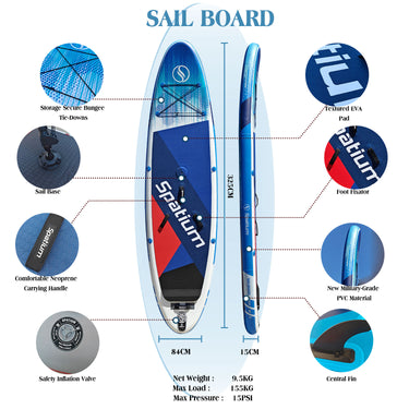 Windsurf SUP Inflatable Sail Board  Set - Blue